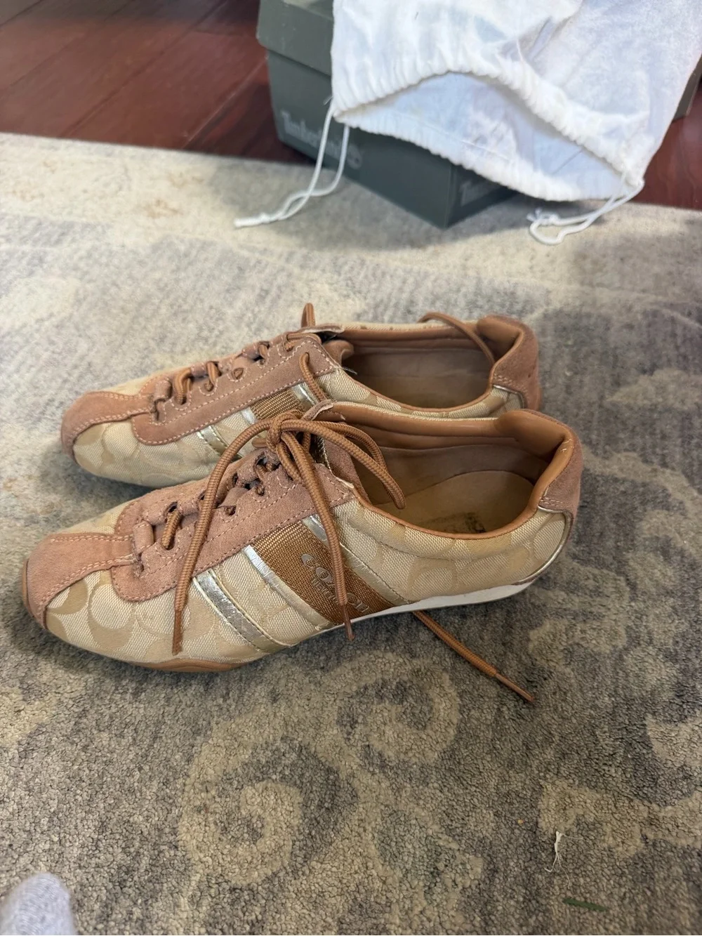 Coach Women’s Beige & Tan Signature Canvas Sneakers